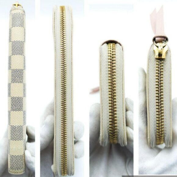 Authentic Louis Vuitton Damier Azur Clemence Zippy Wallet Rose Ballerine Pink - Picture 4 of 8